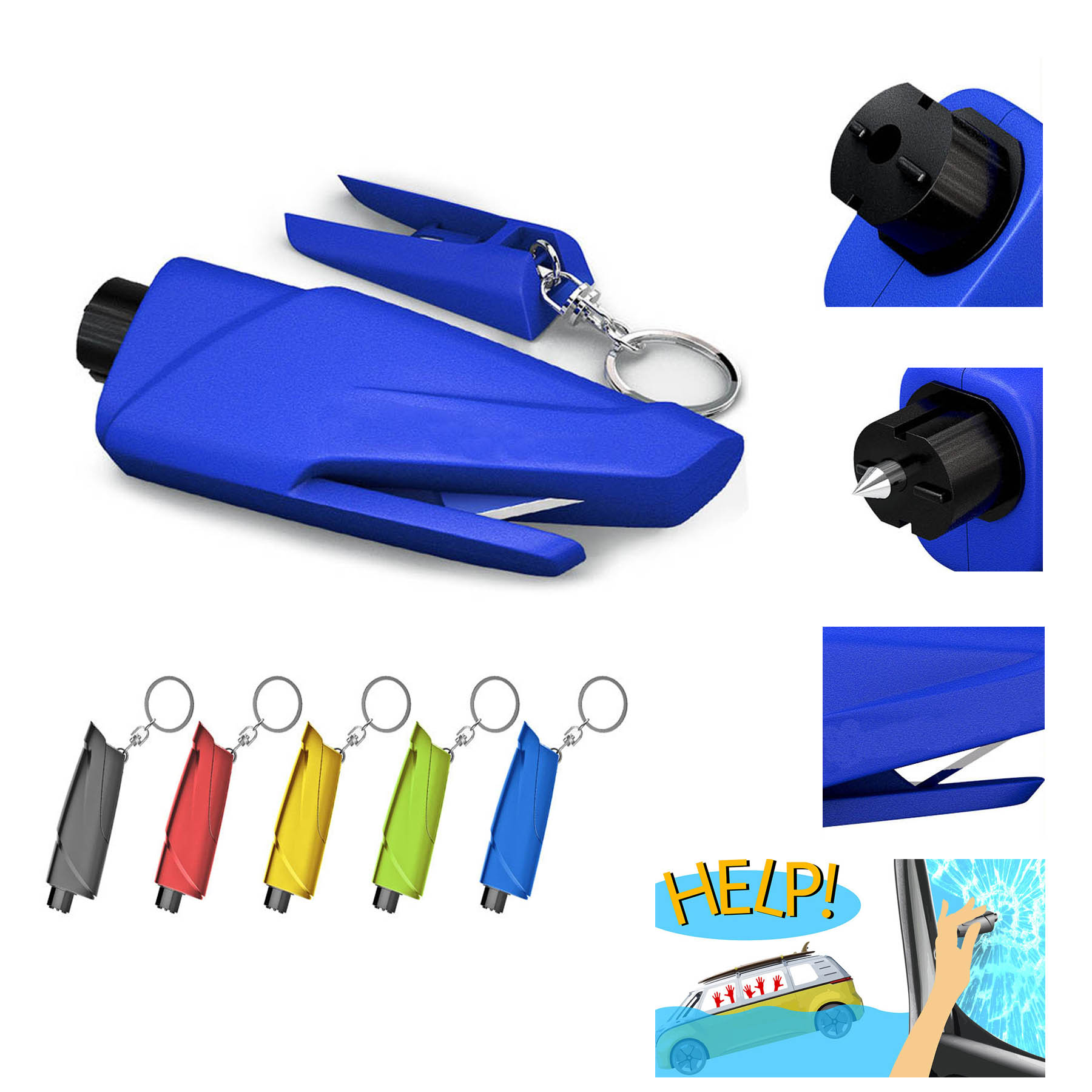 Car Mini Window Breaker And Seatbelt Cutter With Keychain 2