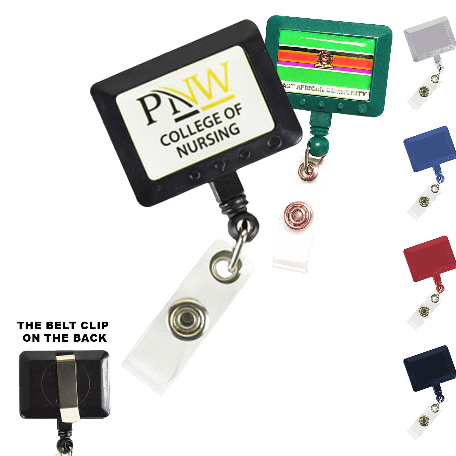 Jumbo Rectangle Badge Reels with Belt Clip backing 1