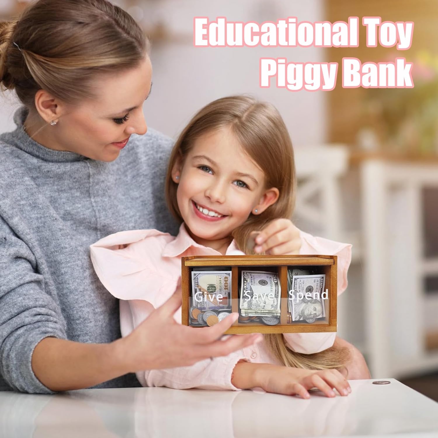 Spend Save Give Piggy Bank for Kids 3