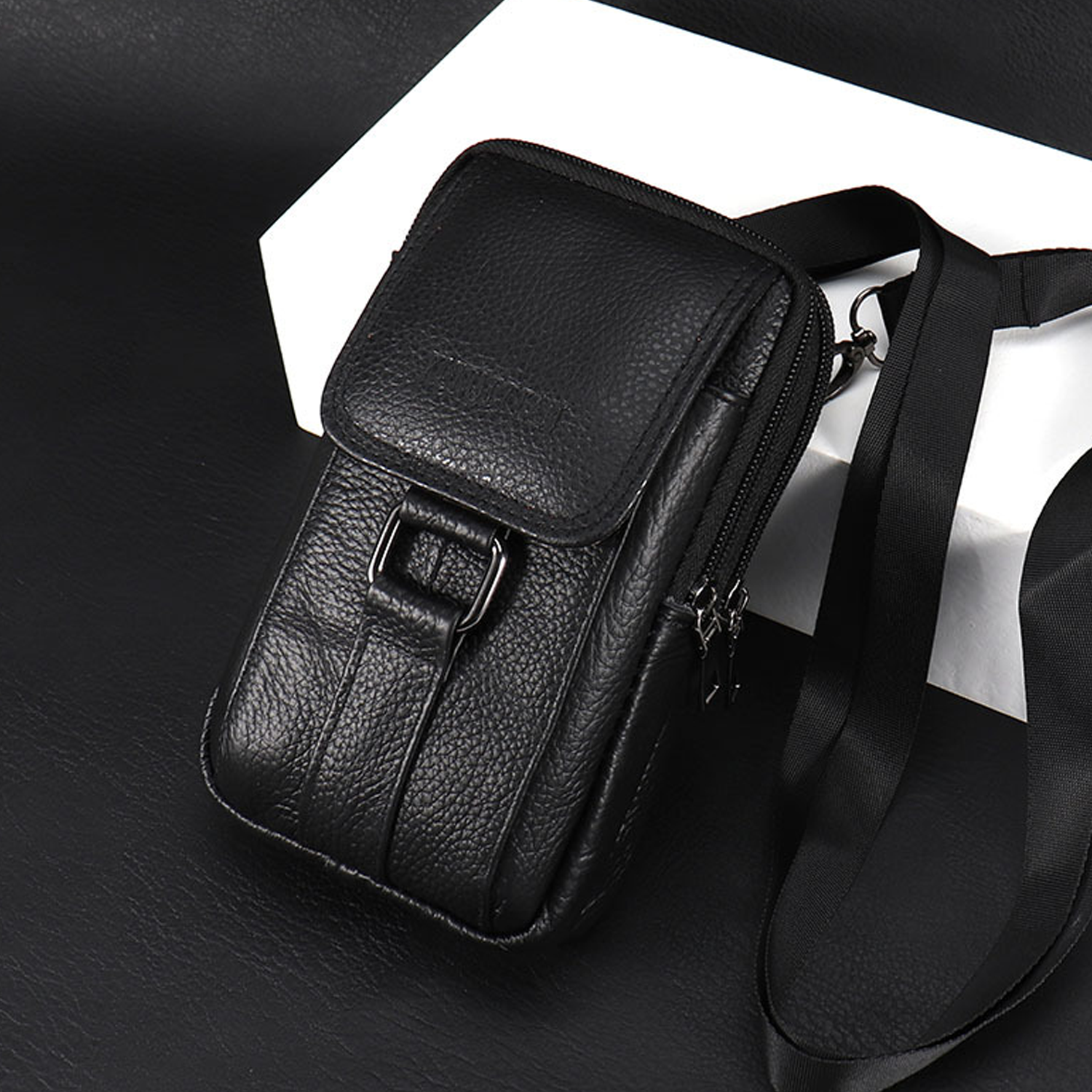 Genuine Leather Multi-functional Men's Waist Bag 5