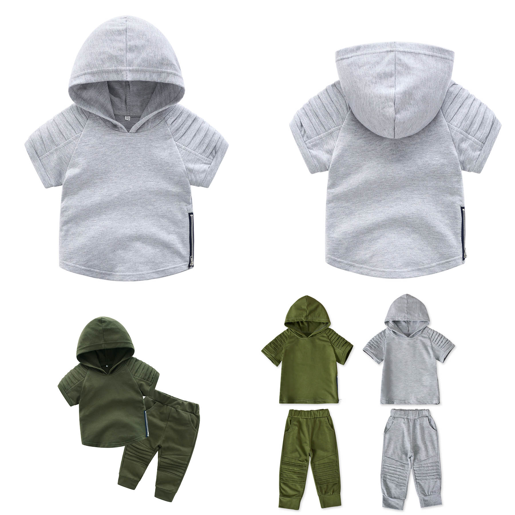 Children's hooded short-sleeved sweatshirt set 1