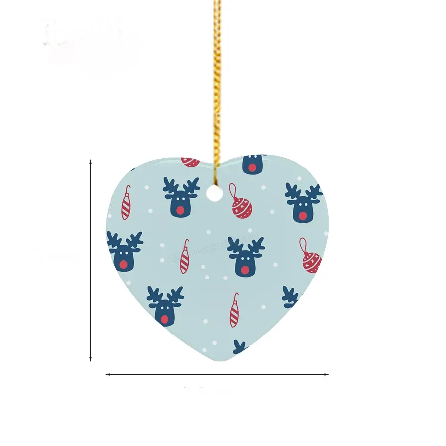 Heart Shape Ceramic Christmas Ornament 4