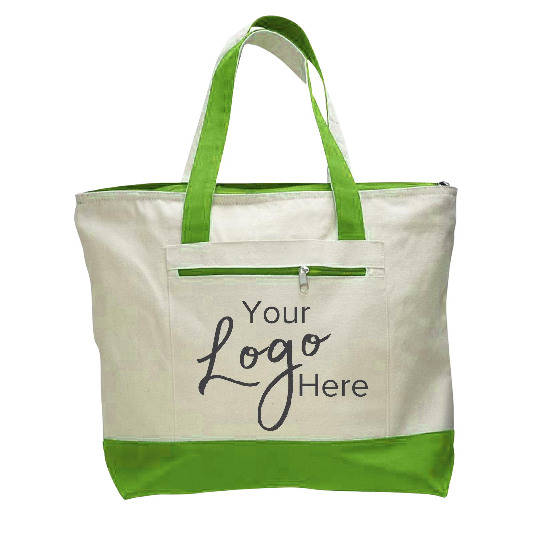 Canvas Zipper Tote Bag 18" W x 14" H with 4.5" Gusset, custom tote bag with logo imprint 3