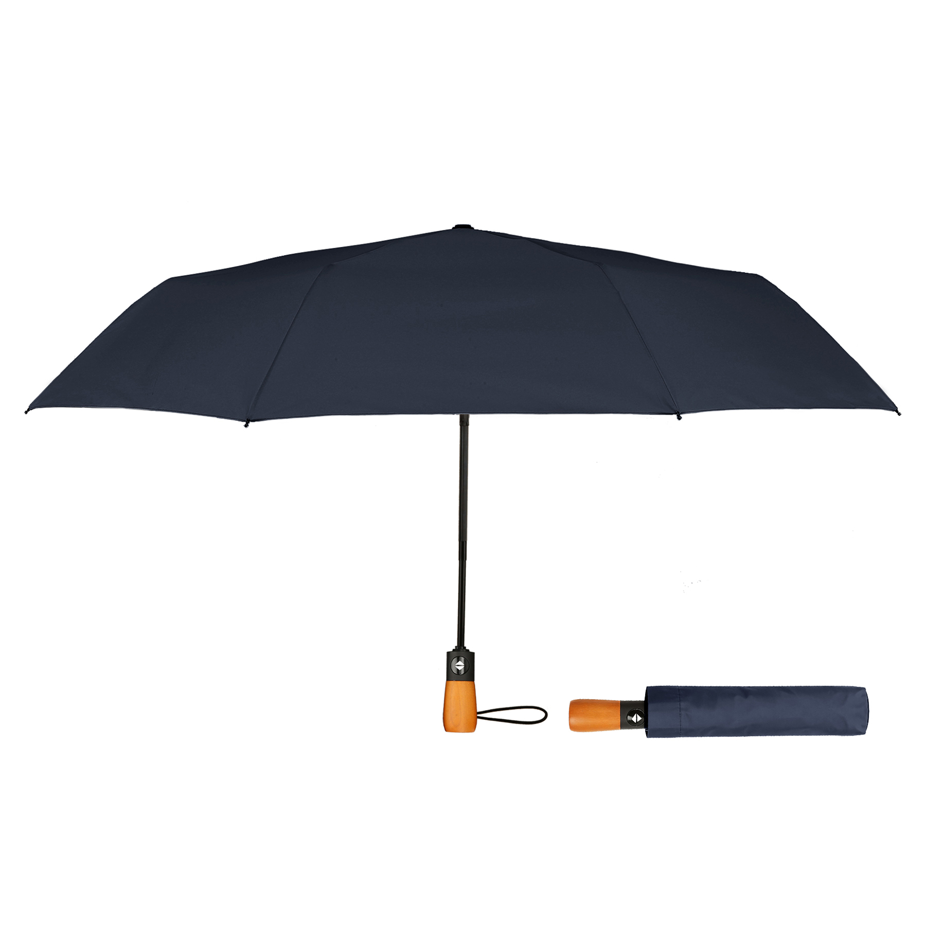 46" Arc Auto Open Wooden Handle Folding Umbrella 6