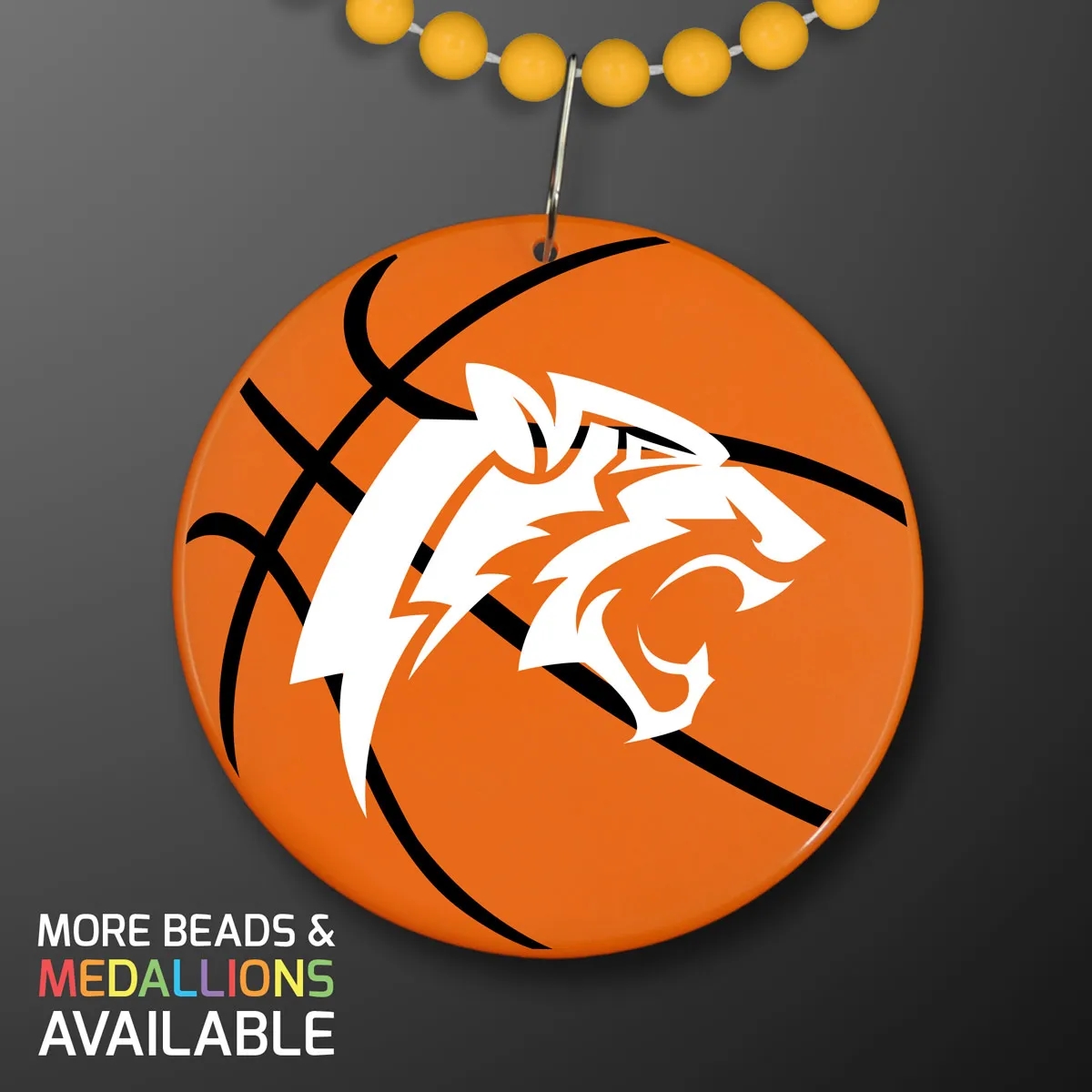 Basketball Medallion on Beads Necklace (NON-Light Up) 25