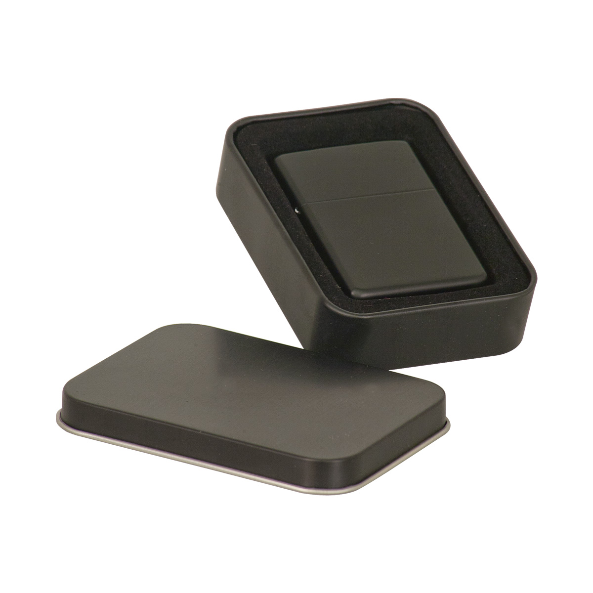 Matte Black Lighter in Black Tin 2