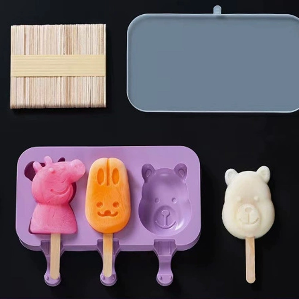 Cute Cartoon Popsicle Molds With Lid 2