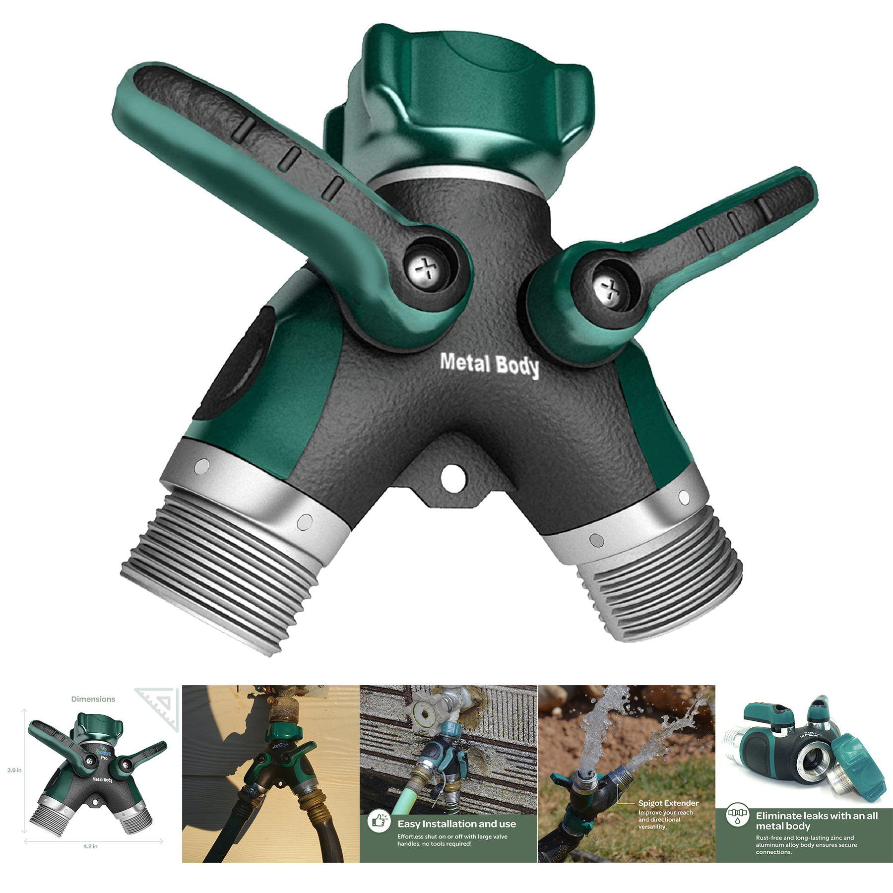 Hose Splitter, 2 Way Heavy Duty, Garden Faucet 2