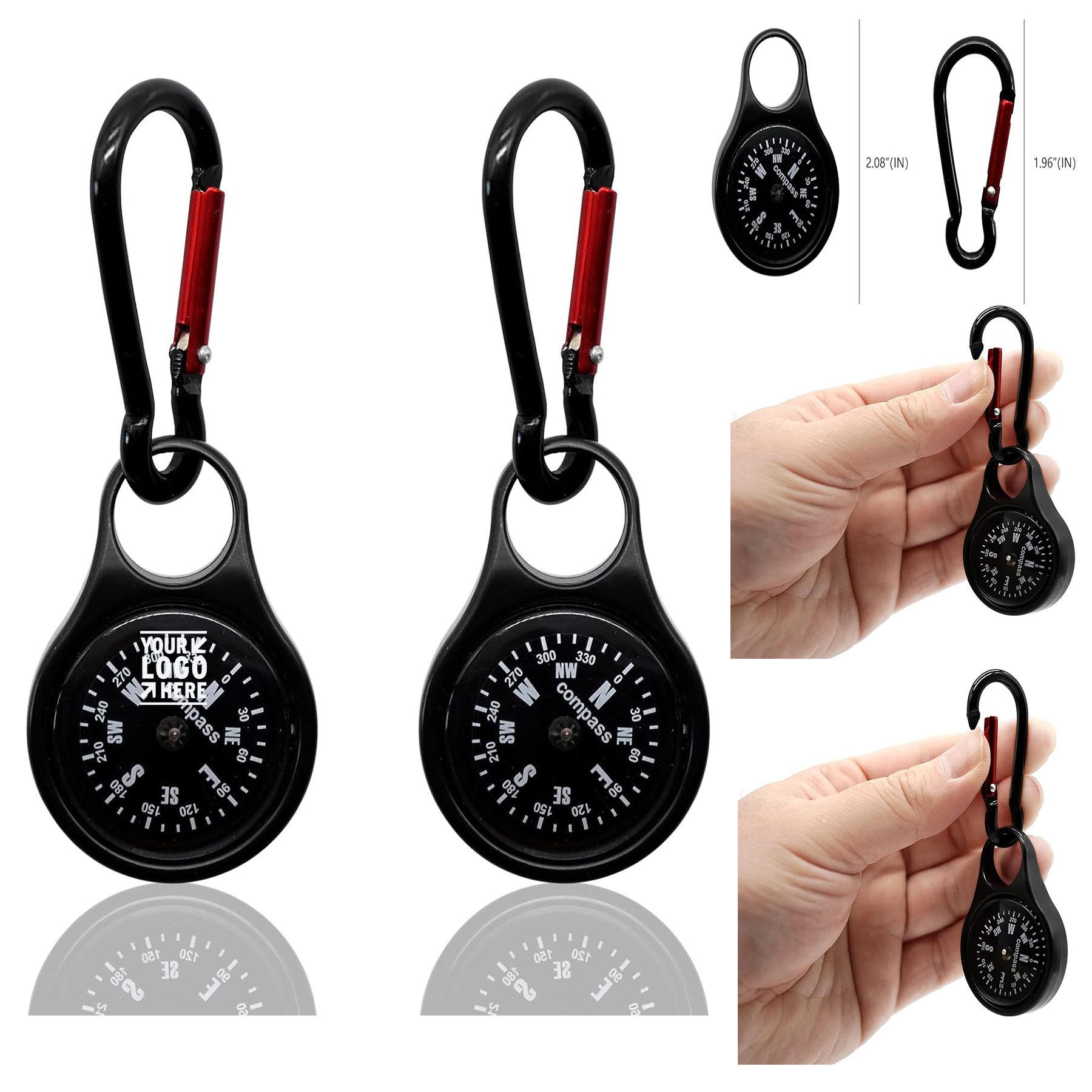 C-50 Mini Survival Compass Zinc Alloy Clip-on Direction Guide Keychain Holder Hook Emergency Kit 2