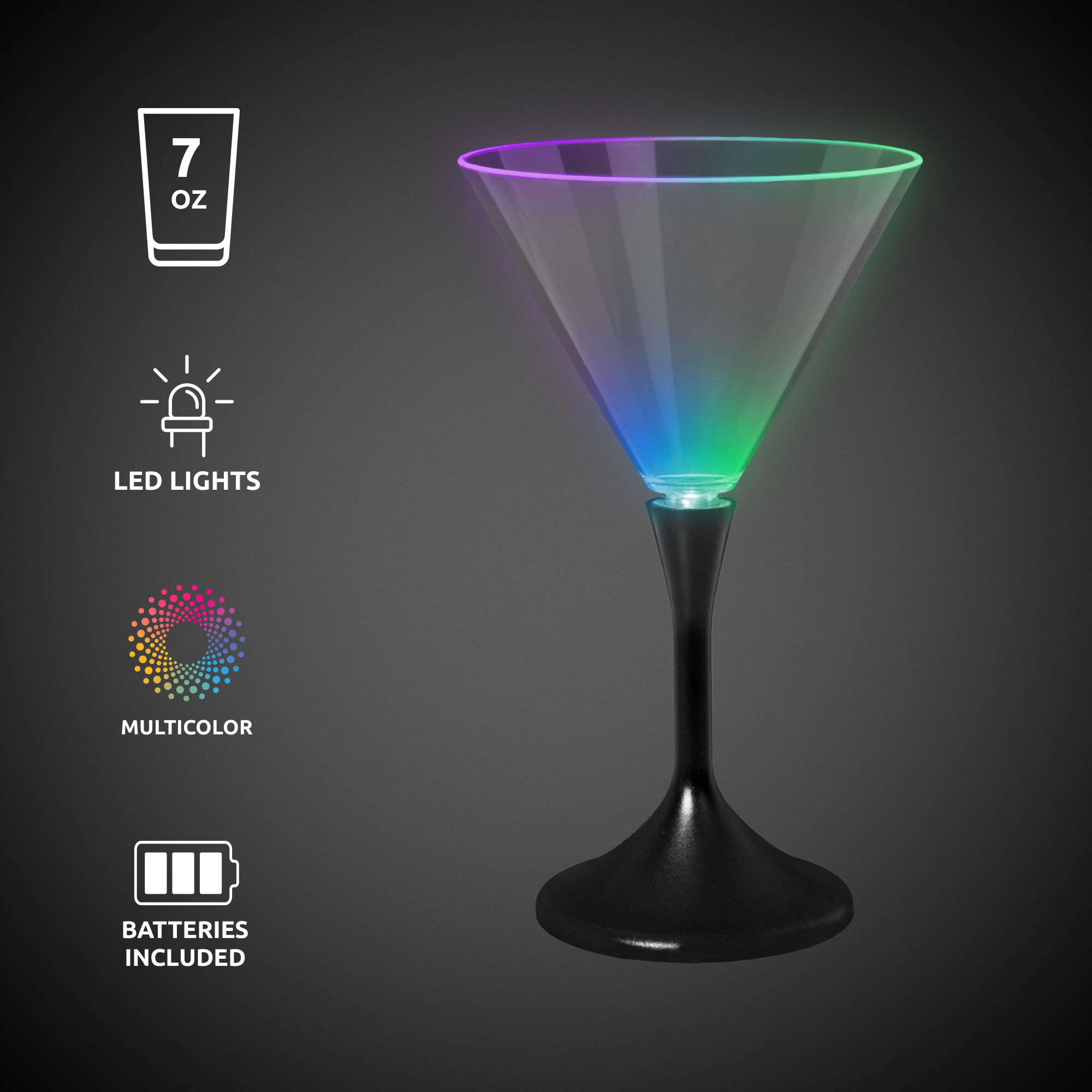 7 oz. LED Lighted Martini Glass 3