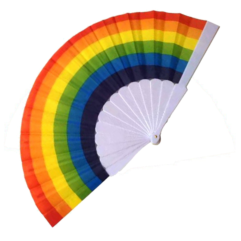 Rainbow Plastic Folding Fan 3