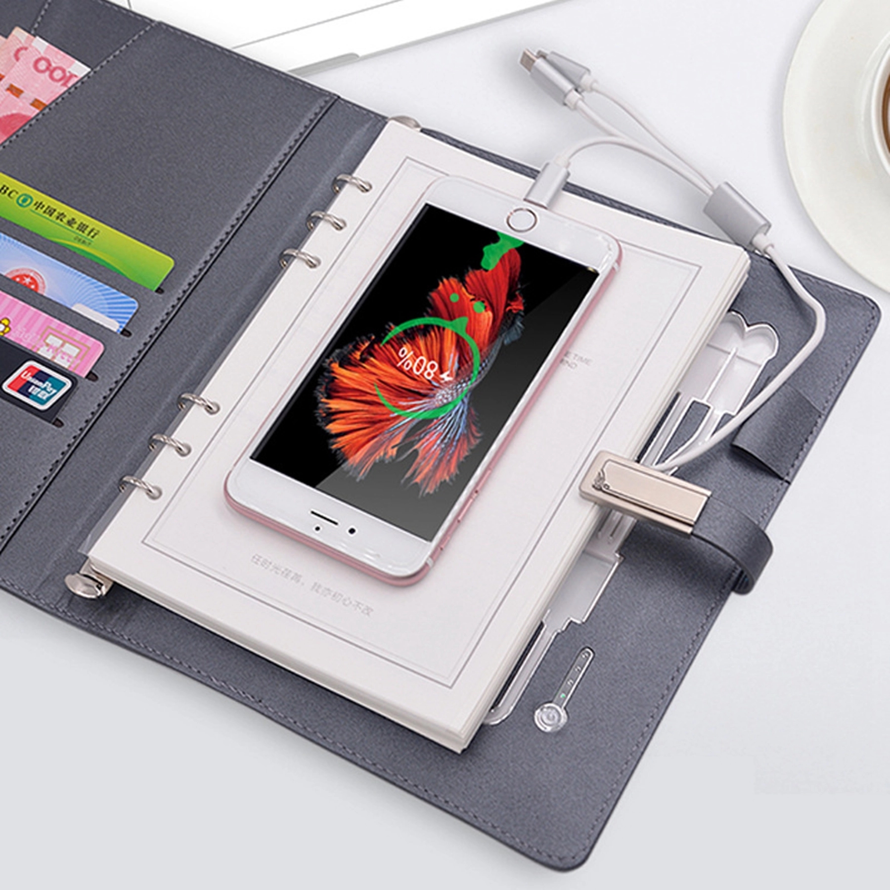 3 in 1 8000 mAh Wireless Power Bank A5 Notebook Gift Set 2
