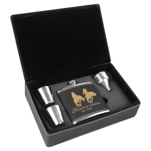 6 Oz. Laserable Leatherette Flask Gift Set 9