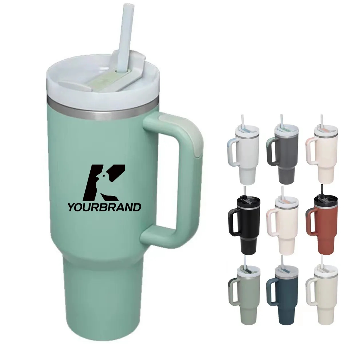 40oz Stainless Steel Insulated Travel Mug Straw Cup with Lid 1