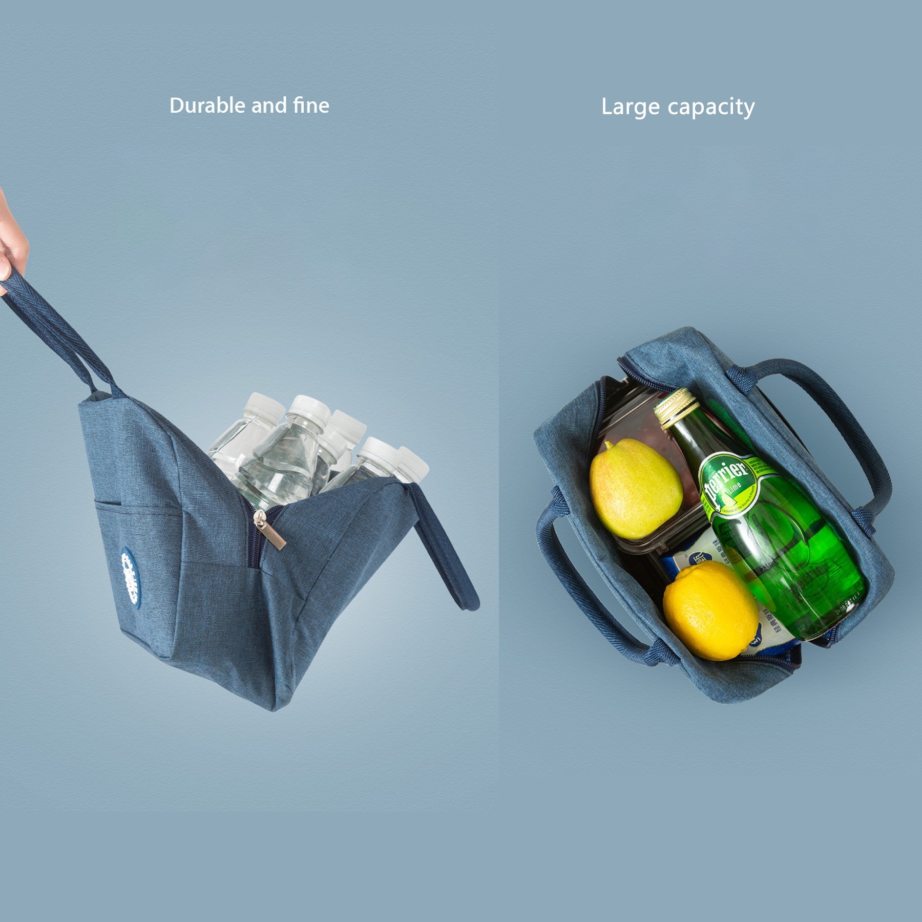 Cationic Fabric Insulated Grocery Bag Lunch Tote Bag 4