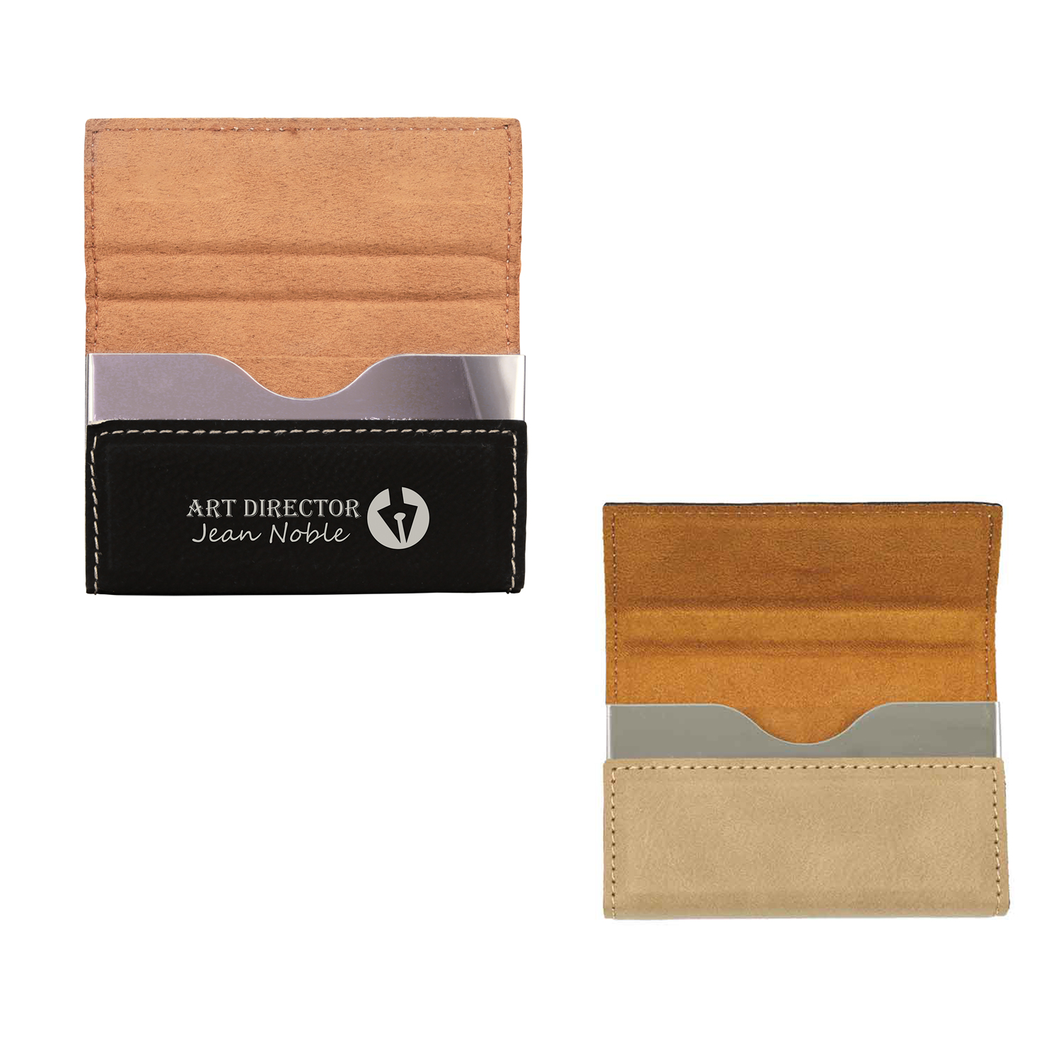 Leatherette Hard Case Business Card Holder - 2