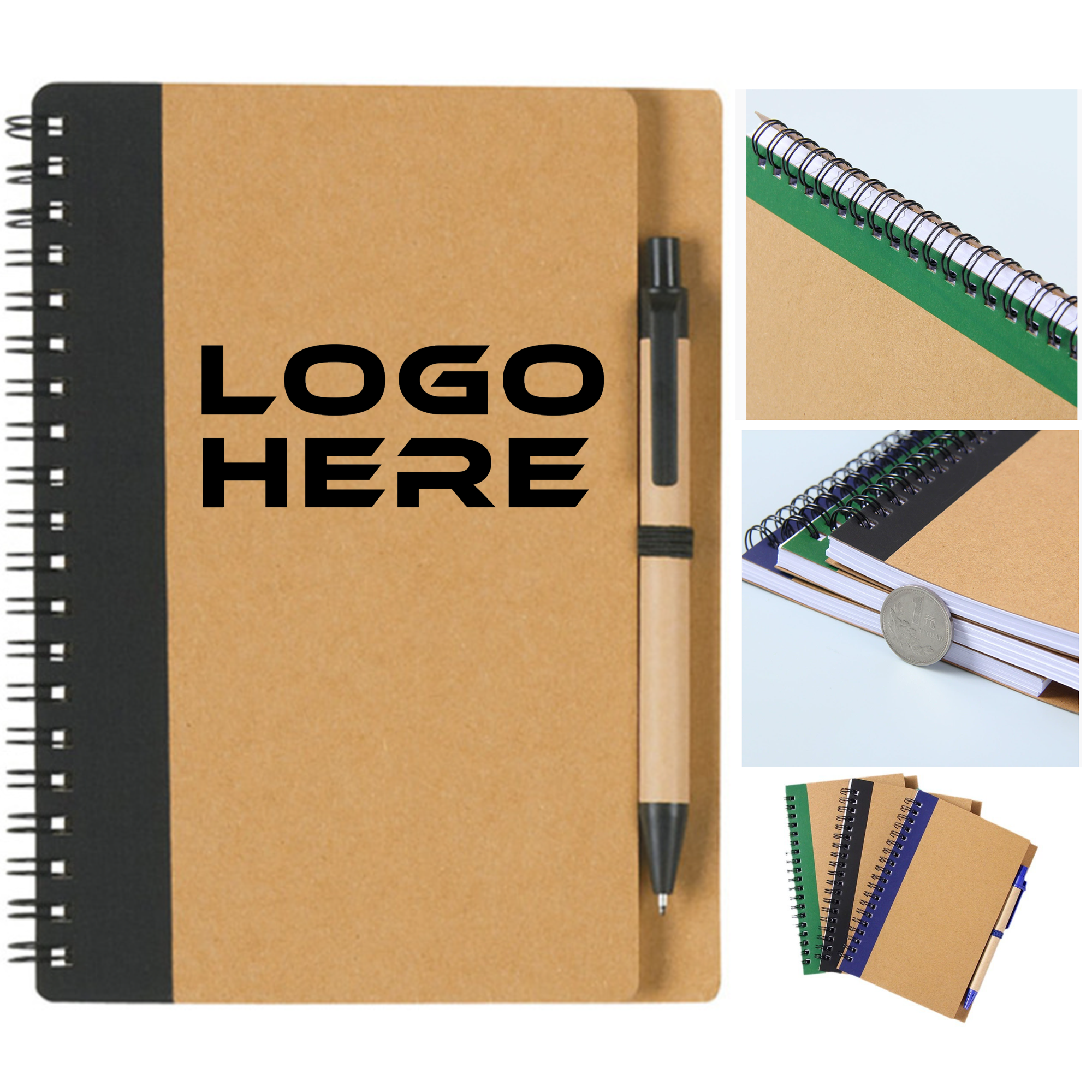 Eco-Friendly Soft Cover Spiral Notebook with Pen 3