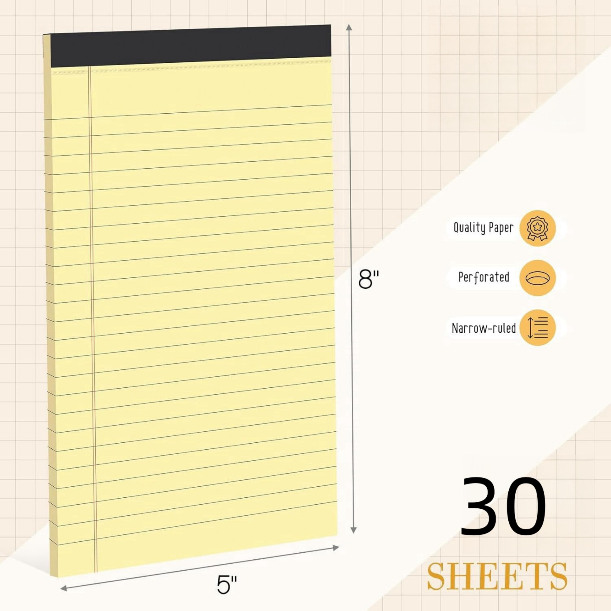 30 Sheets Colorful Narrow Ruled Pads 6
