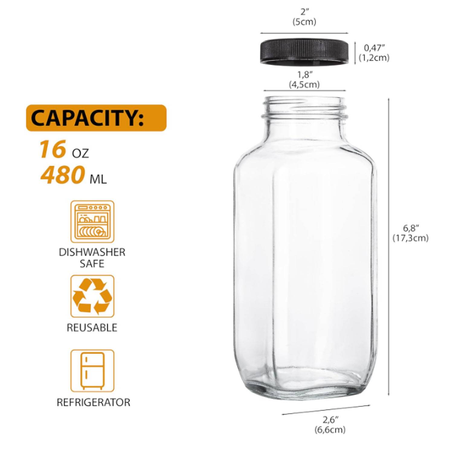 16OZ Juice Bottles w/ Lids 3