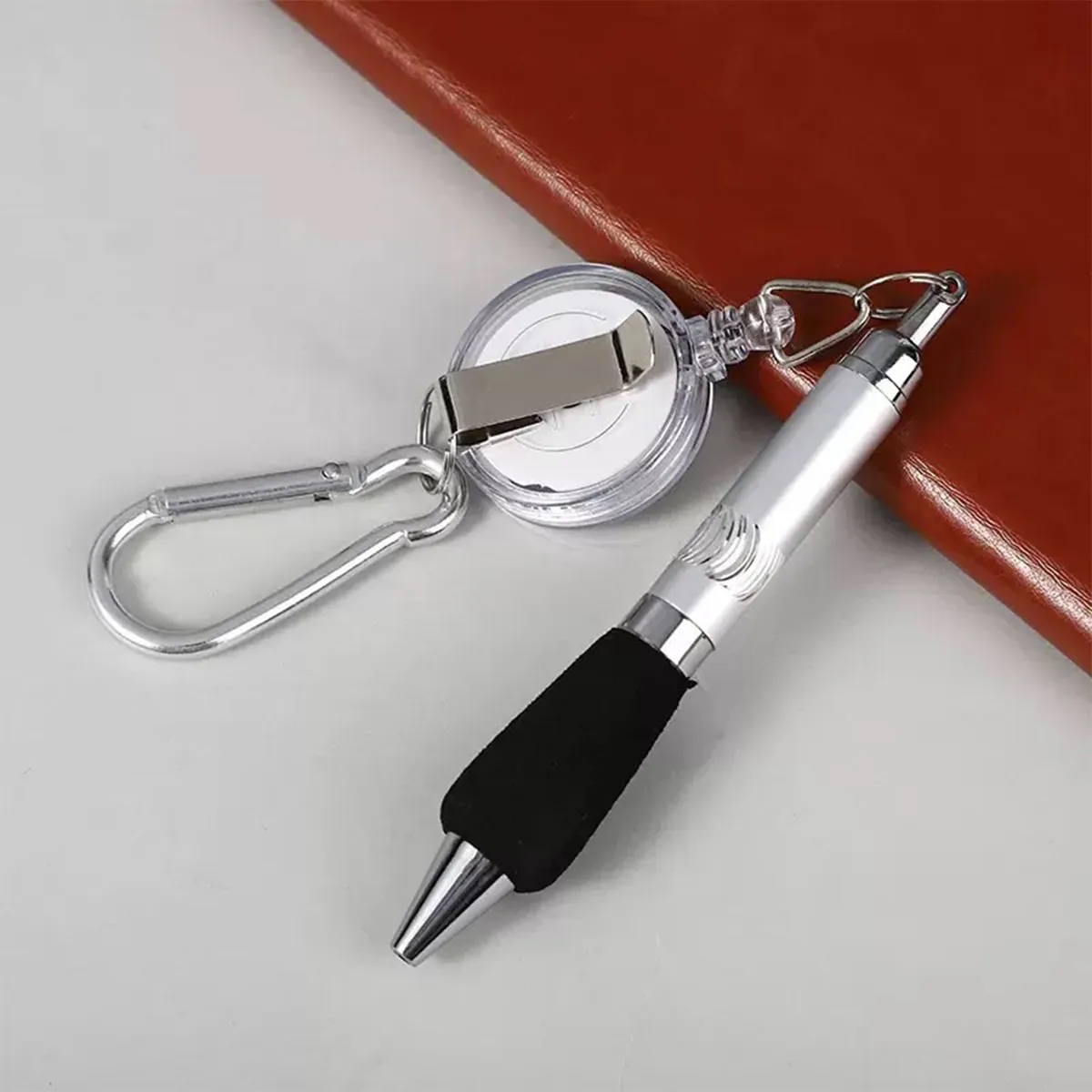 Retractable Drawstring Pen Badge Belt Clip Carabiner Set 7