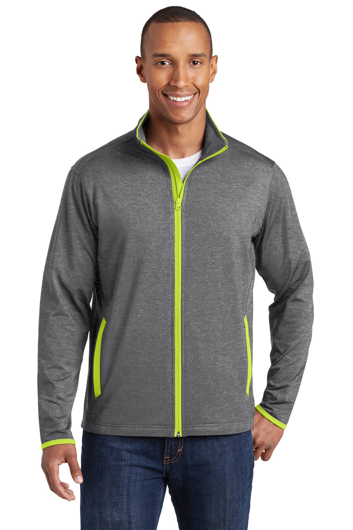 Sport-Tek Sport-Wick Stretch Contrast Full-Zip Jacket. ST853 49