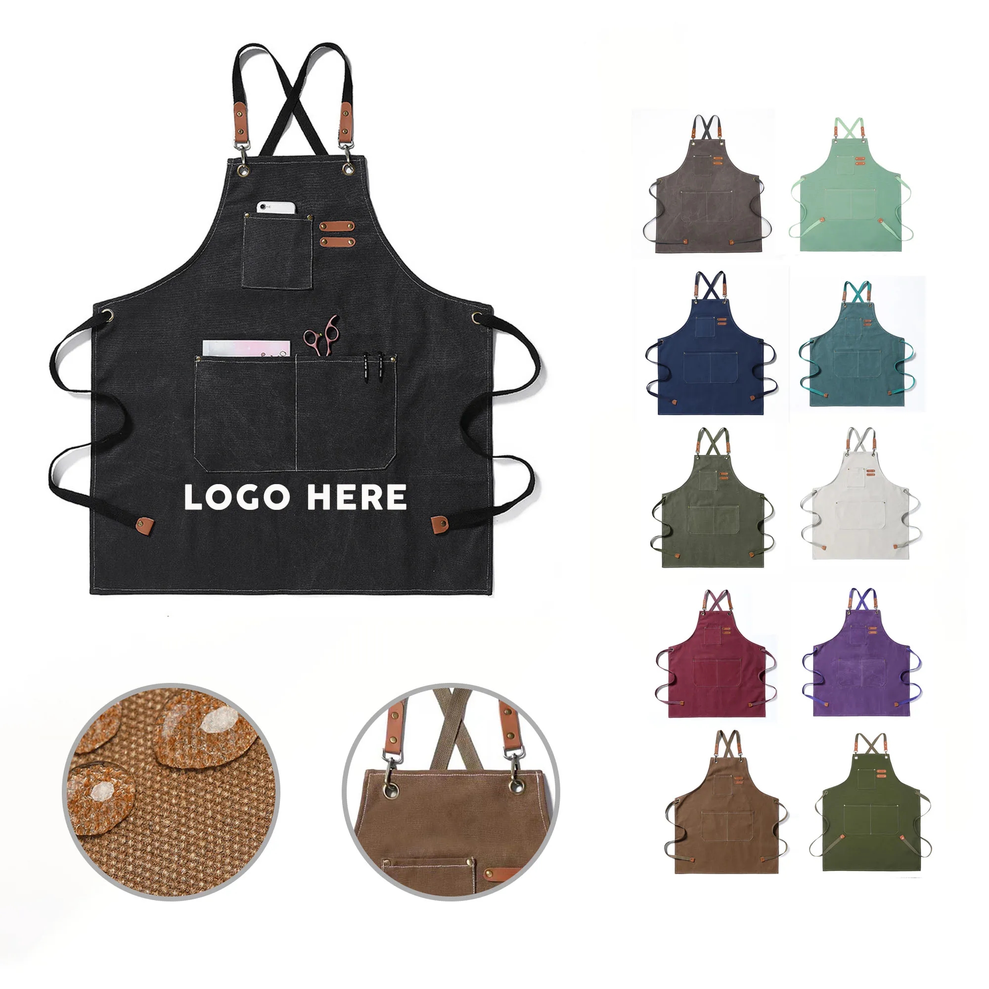 Household Oil-proof Canvas Kitchen Apron 7