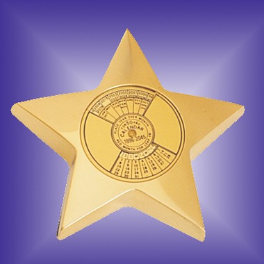 BRASS STAR PAPER WEIGHT W/ CALENDAR 2
