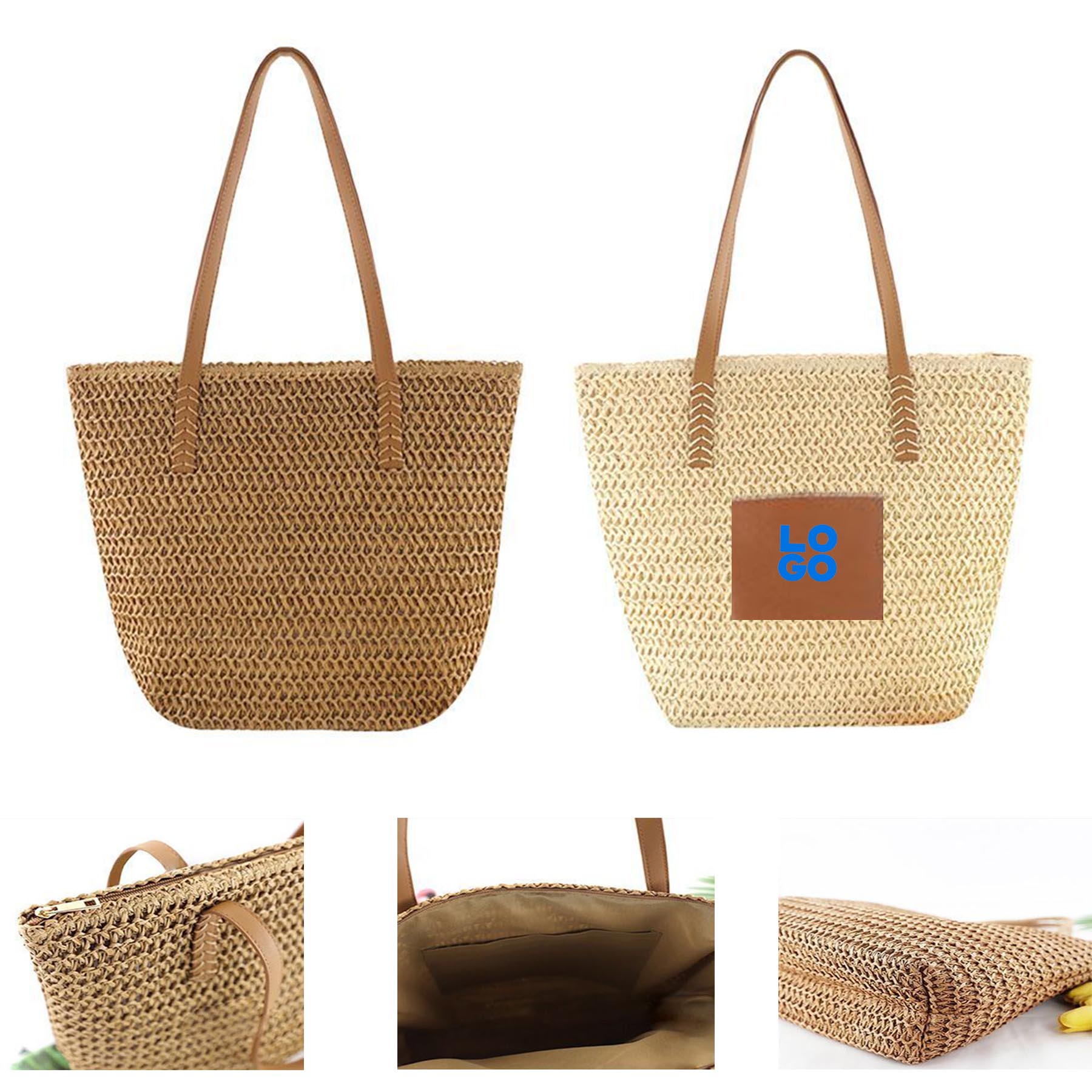 Womens Large Straw Beach Tote Bag 1