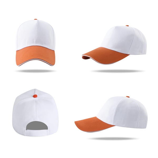 Stock 2-Tone Poly Cotton 5 Panel Cap, Hook-And-Loop Fastener 7