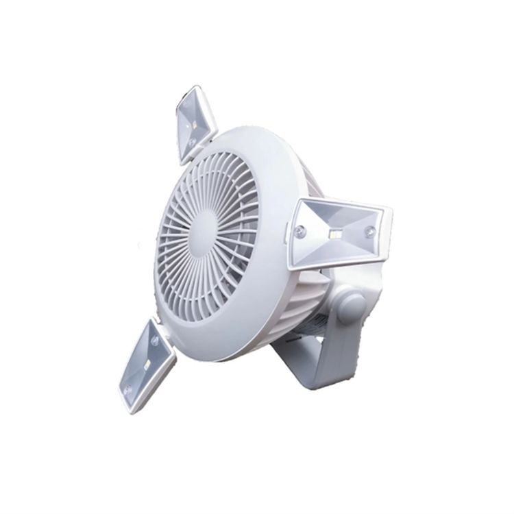 Solar-Powered Camping Fan with Hook and Light 2