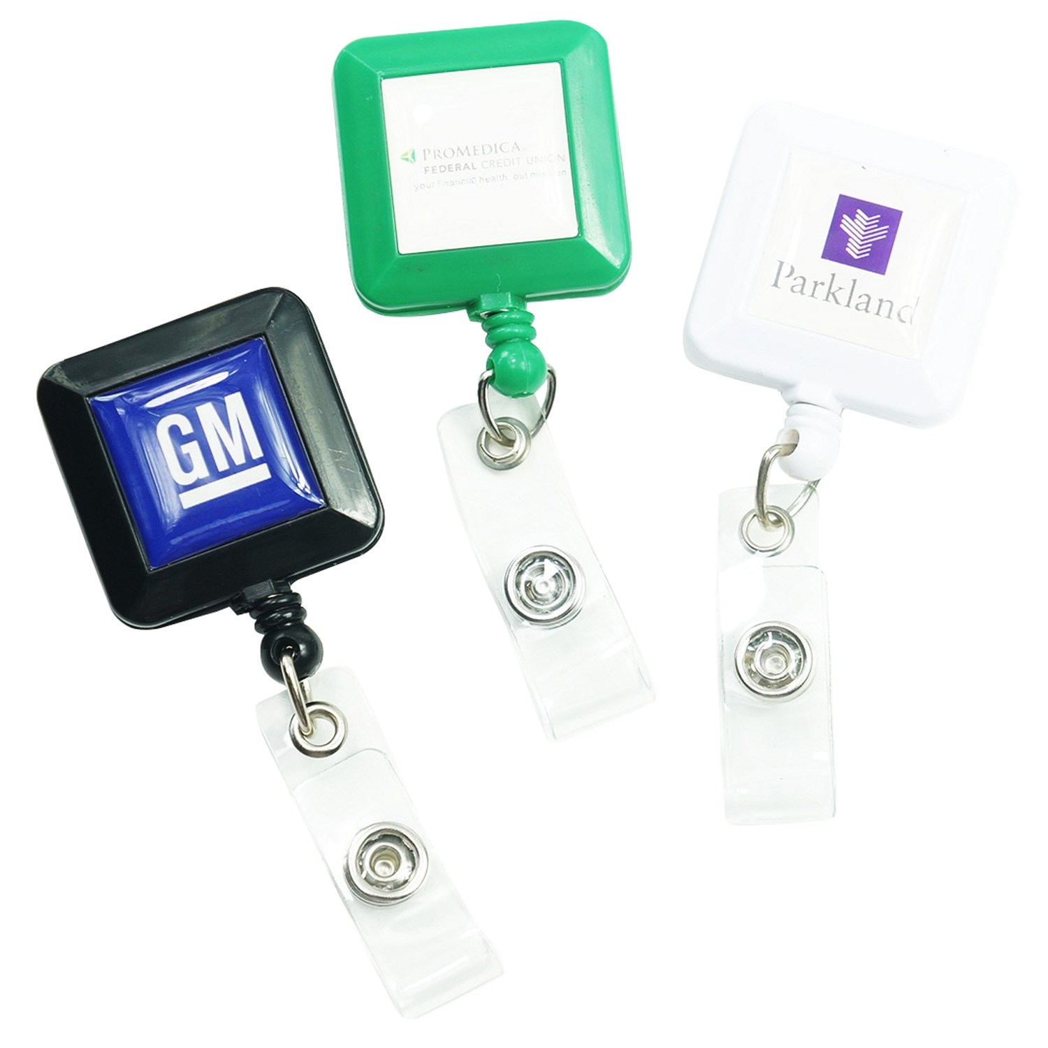 Square Retractable Badge Reel w/ Bulldog clip 5