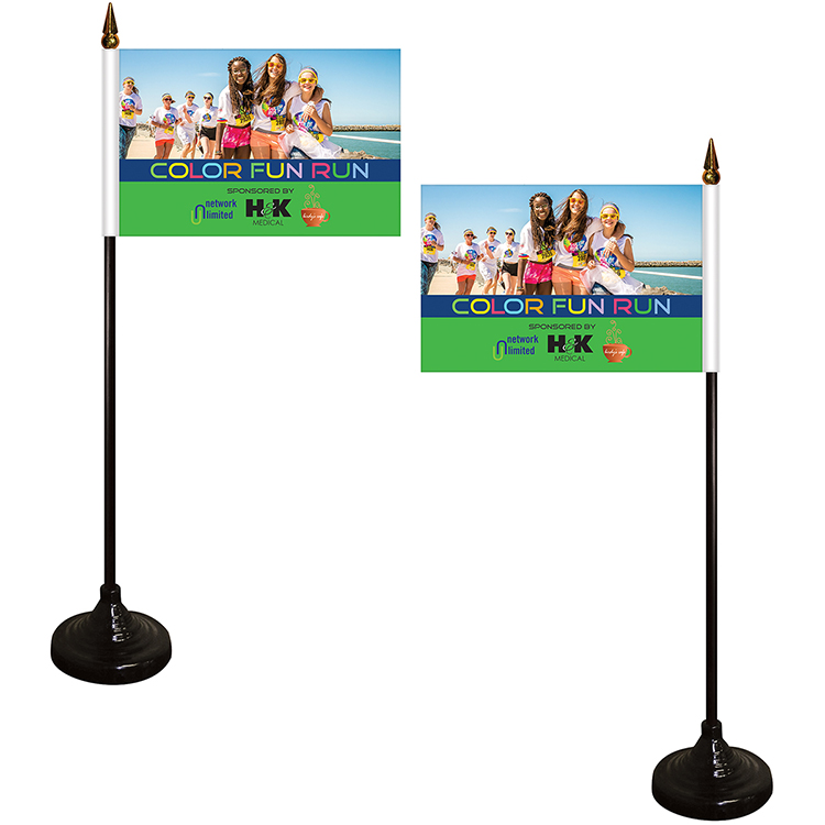 Double Sided Stick Flag with Black Plastic Weighted Base 1