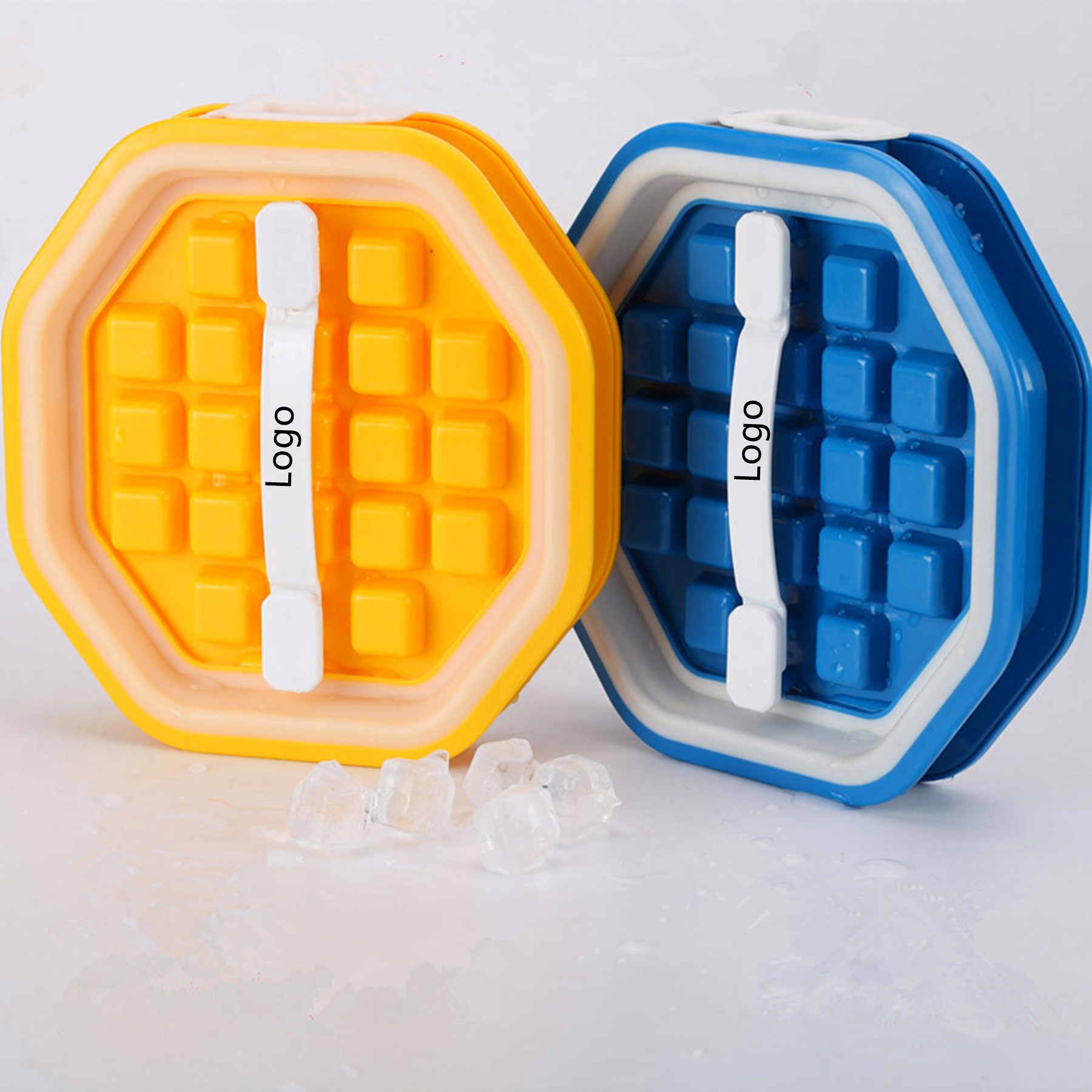 2 in 1 Portable Ice Ball Maker w/ Easy Release & Lid Silicone Ice Cube Mold--Octagon Shape 4