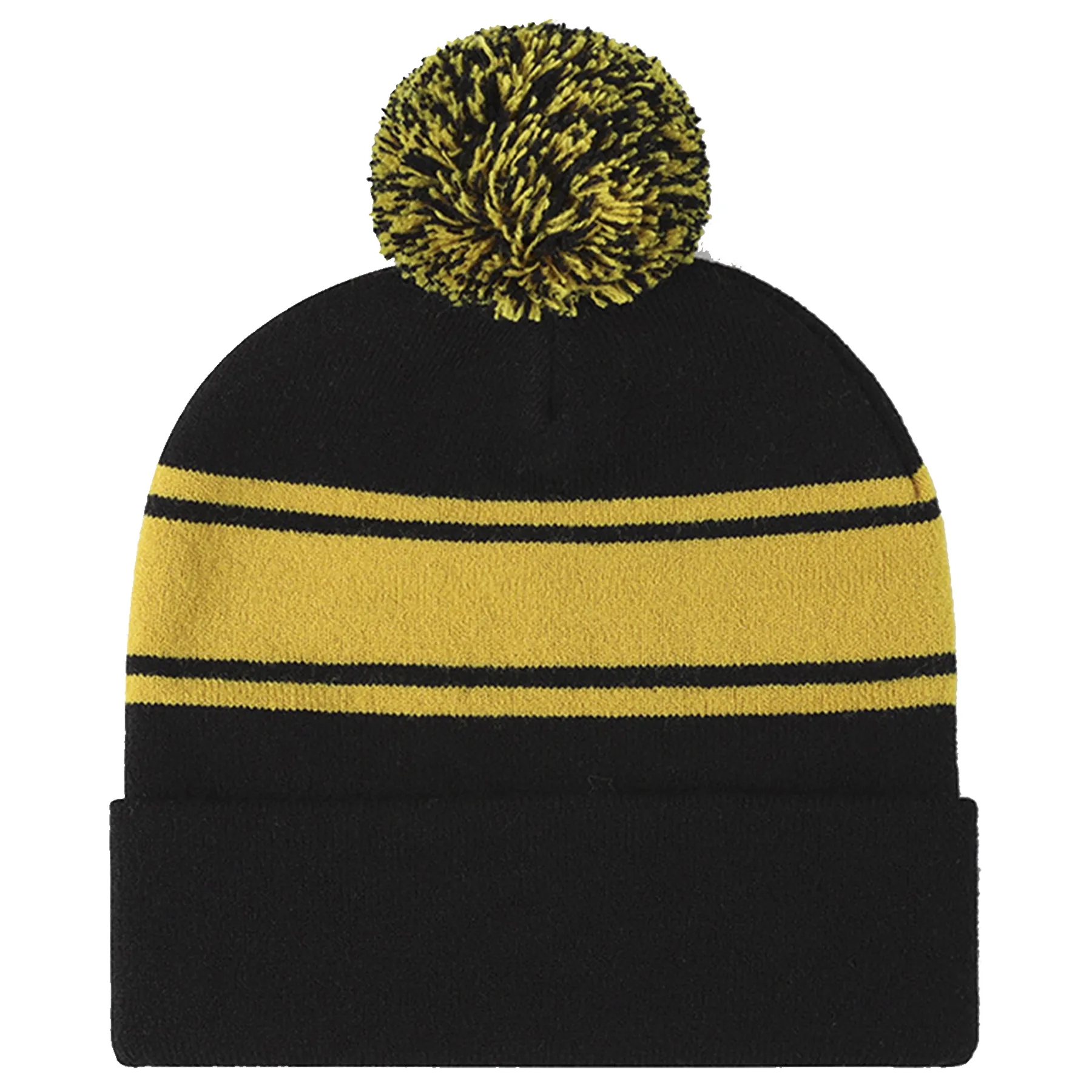 Jacquard Pom Striped Knitted Cuffed Beanie 8