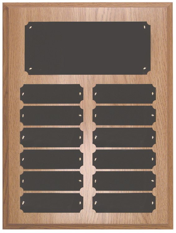 12 Plate Oak Finish Perpetual Plaques 2