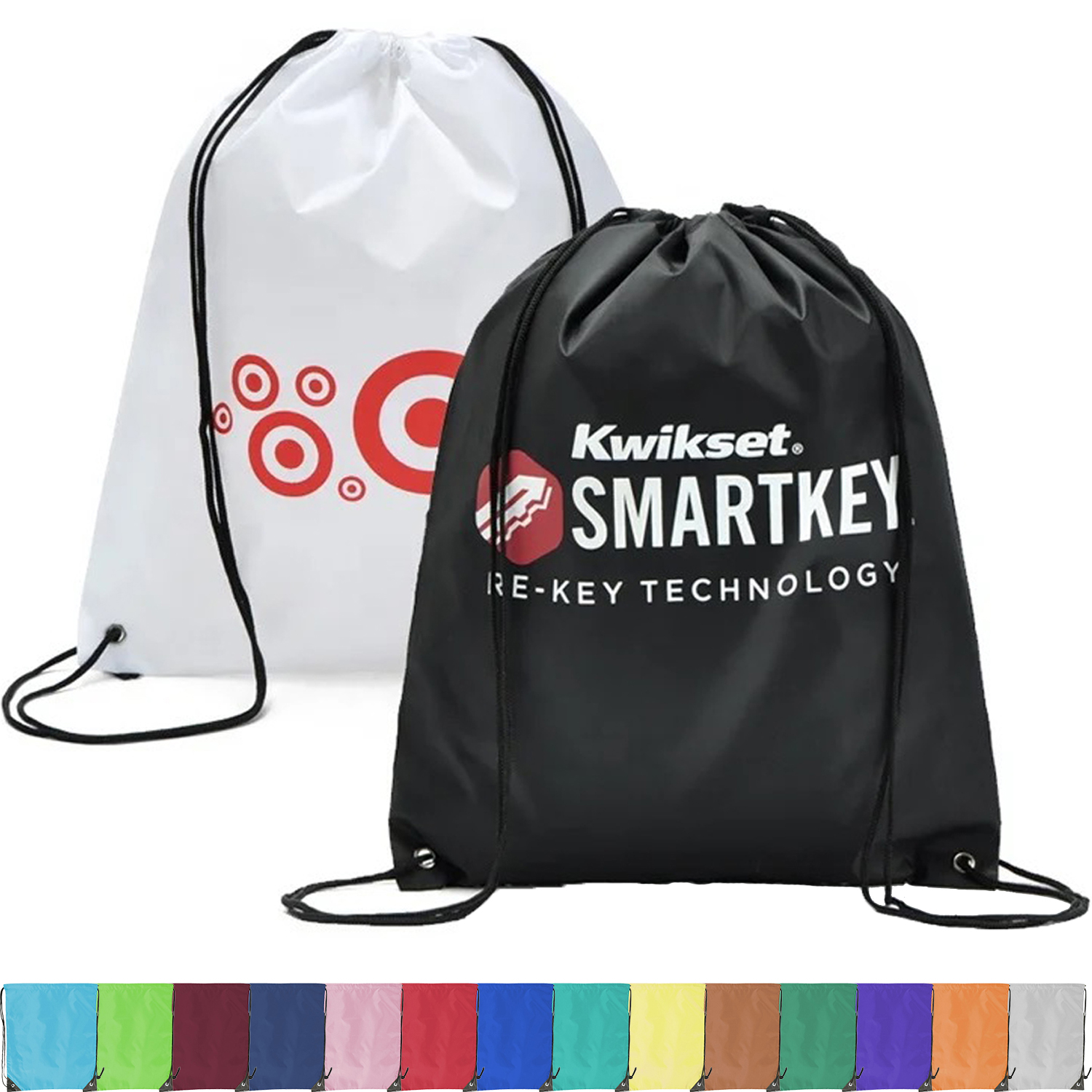 Premium 210D Polyester Drawstring Backpack, Cinch Sports Bag (15"x18") 2