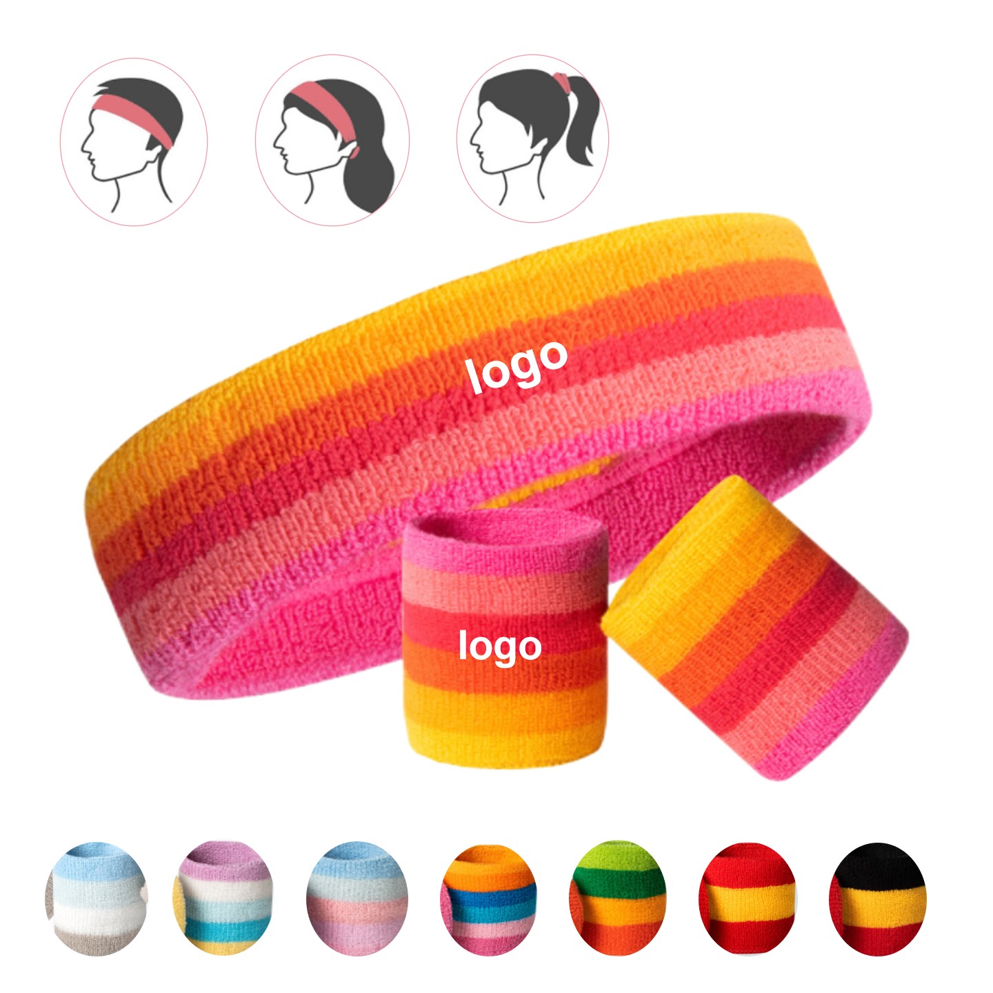 Stripe Wristband & Headband Set 2