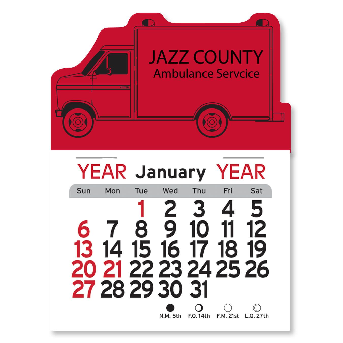 Adhesive Peel-N-Stick® Calendar - Ambulance 1