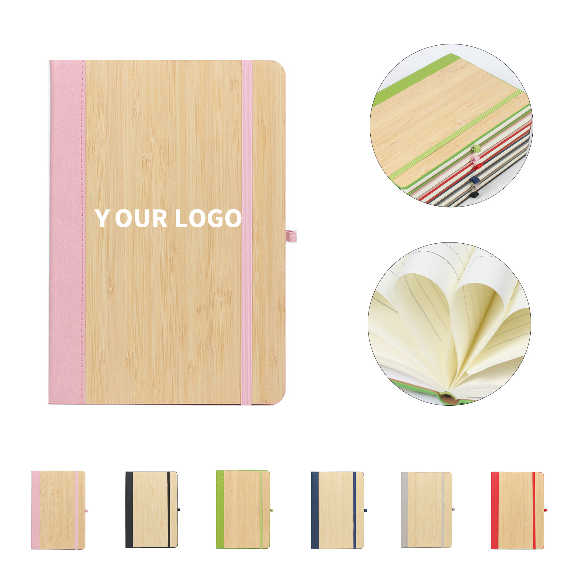 Bamboo Cover Writing Journal With Elastic Closure 5