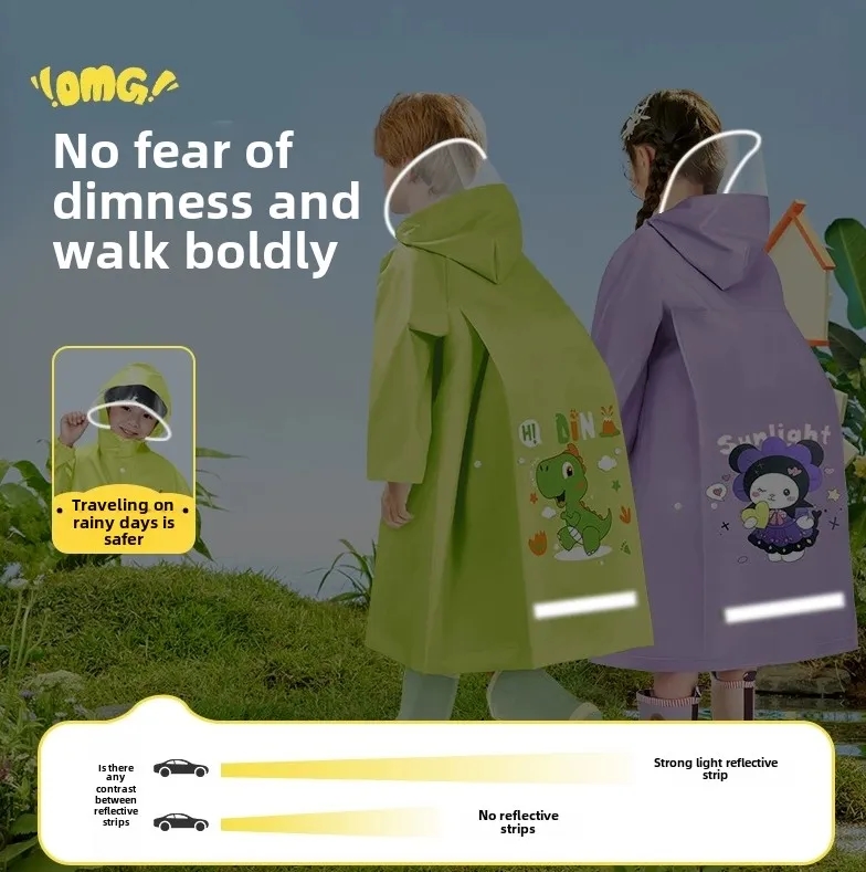 Waterproof Kids Rain Poncho with Hood 2