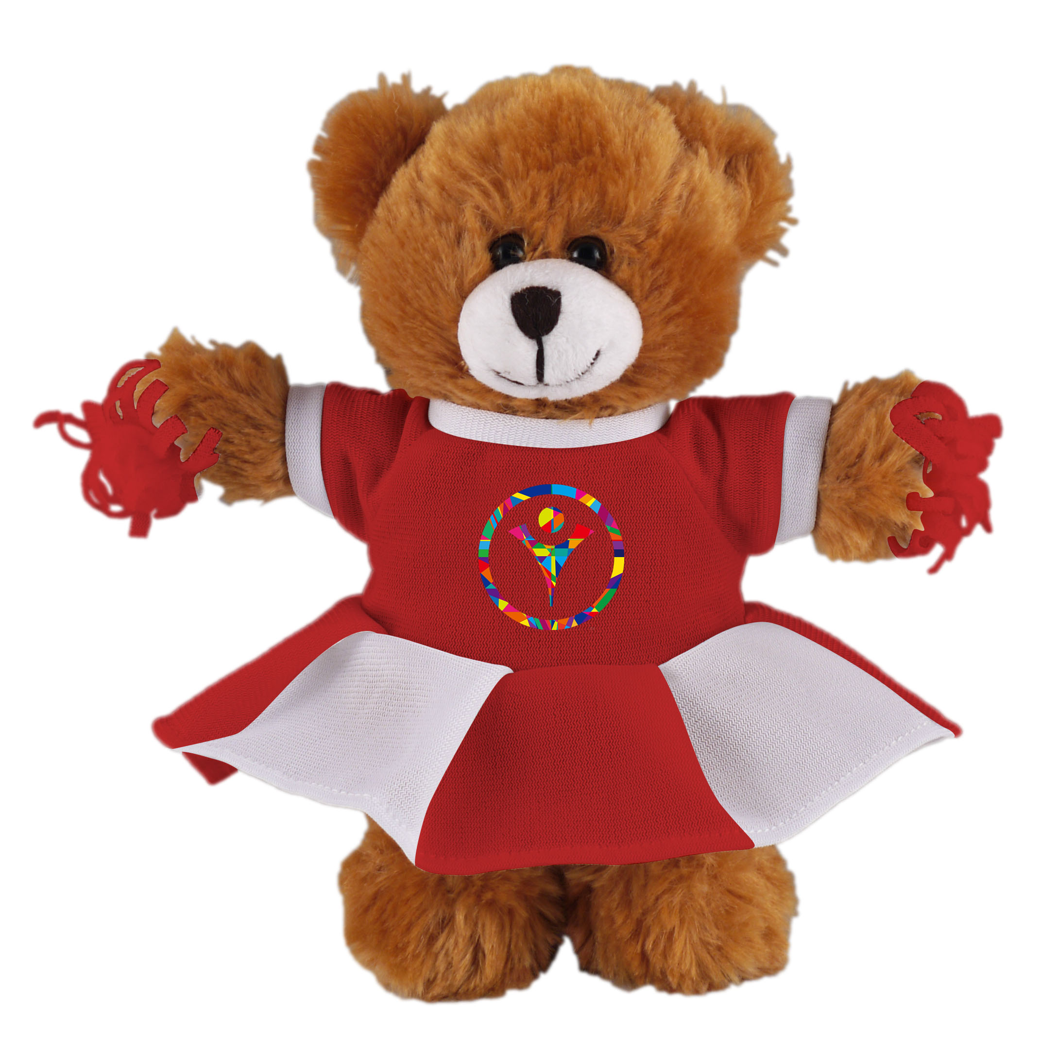 Soft Plush Stuffed Mocha Teddy Bear with Cheerleader Outfit 2