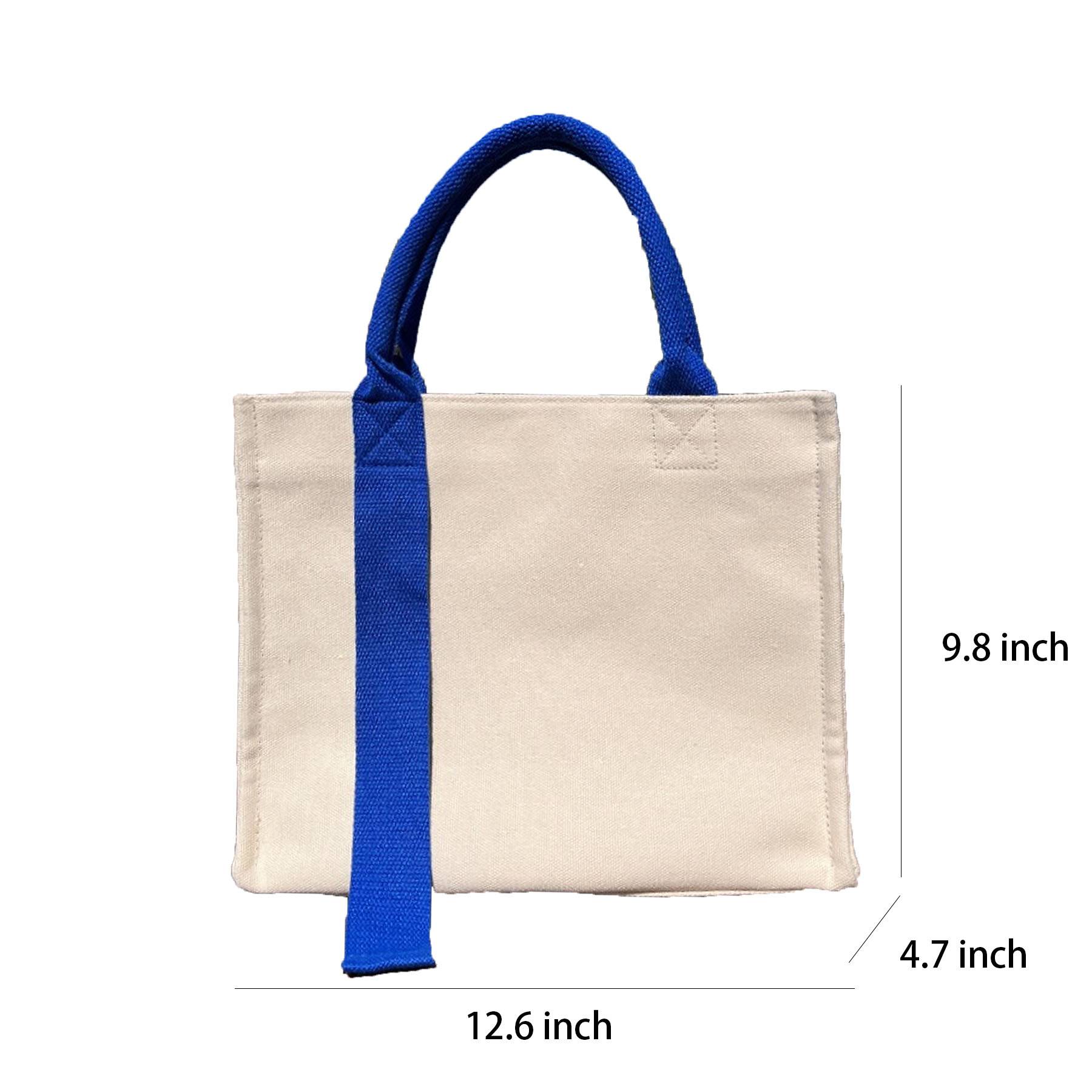 Canvas Reusable Crossbody Shopping Tote Bag with Ribbon, custom tote bag with logo imprint 6