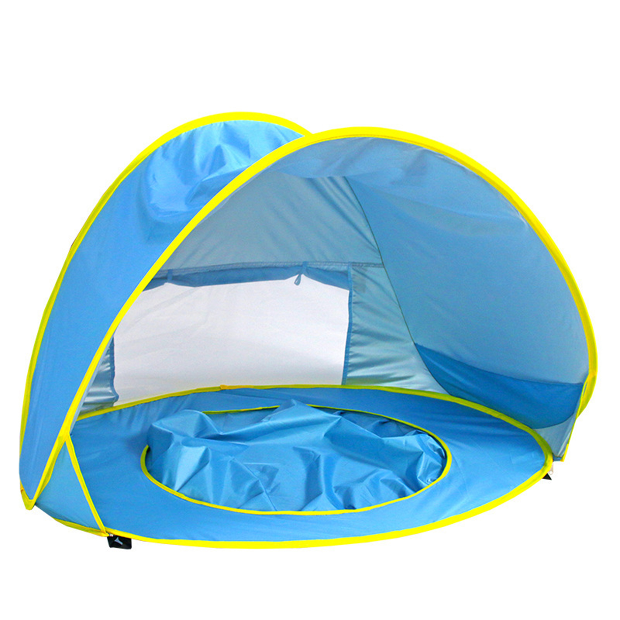 Silver Coated Fabric Beach Sunshade With Wading Space 47.3" X 32.7" X 27.6" 4
