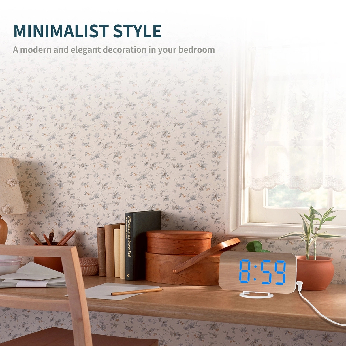 Large Display Mirror Surface LED Digital Alarm Clock 6