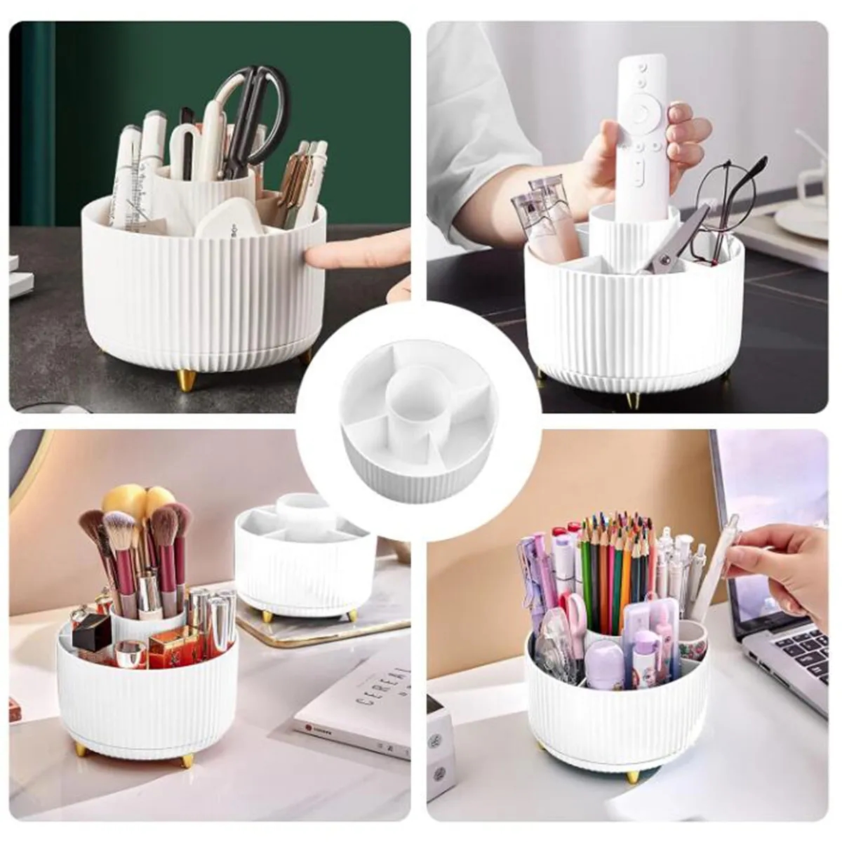 360 Rotating Makeup Brush Bathroom Vanity Desktop Organizer 5