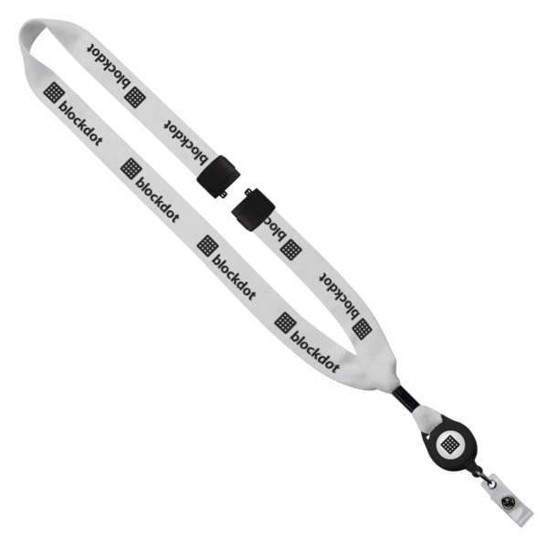 3/4" Cotton Lanyard with Metal Crimp & Retractable Badge Reel 46