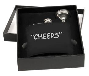 Engraved Matte Black Flask Gift Set 2