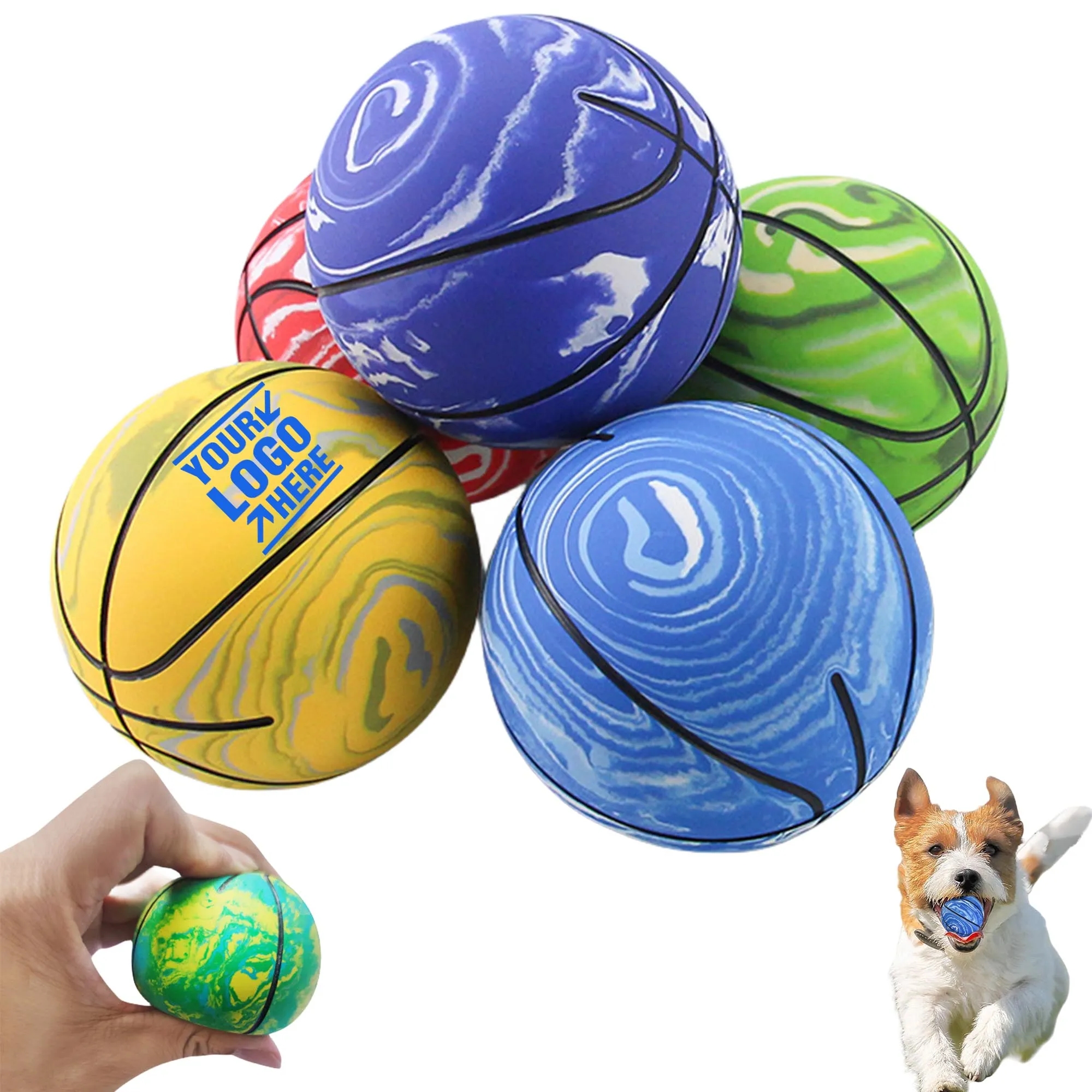 Rubber Bouncy Ball Mini Basketball Dog Toy 2