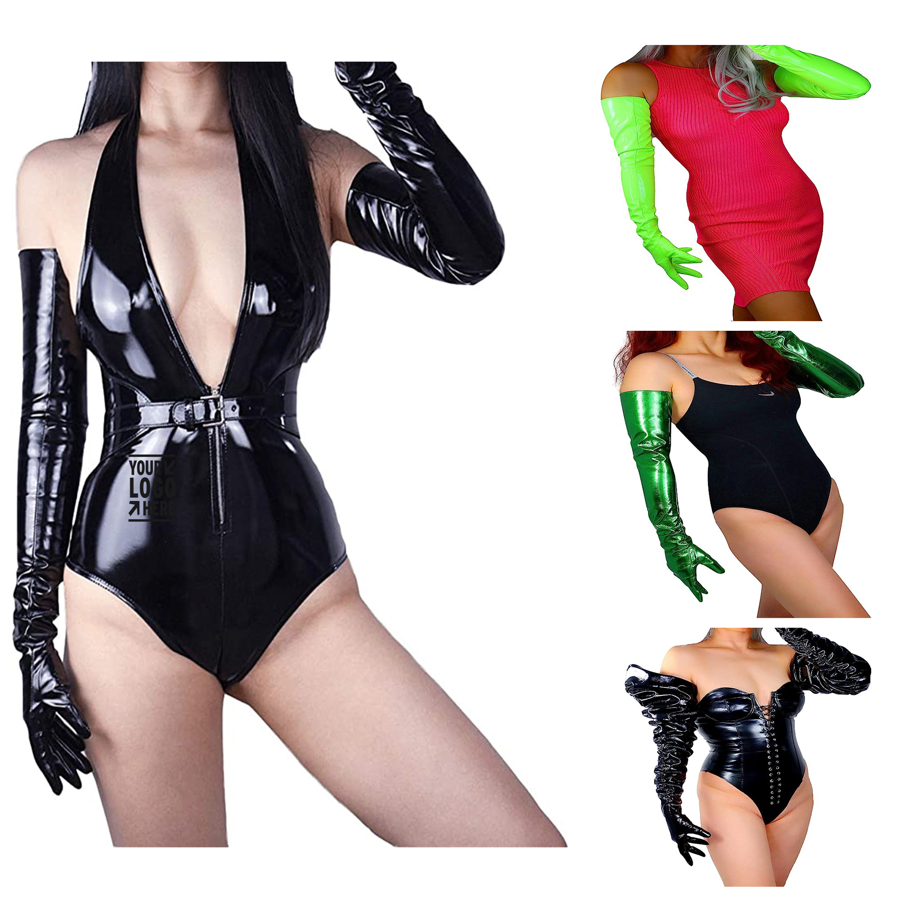 28" Women Fashion Super Long Leather Gloves 2