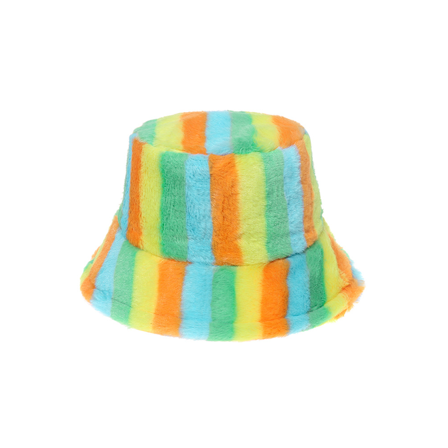 Winter Cute Rainbow Fluffy Bucket Hat 4
